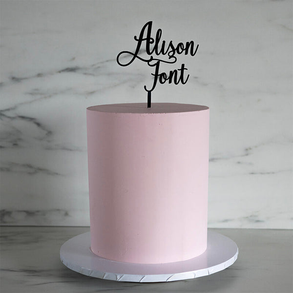 Alison Font Custom Cake Topper or Cake Motif Premium 3mm Acrylic or Birch Wood