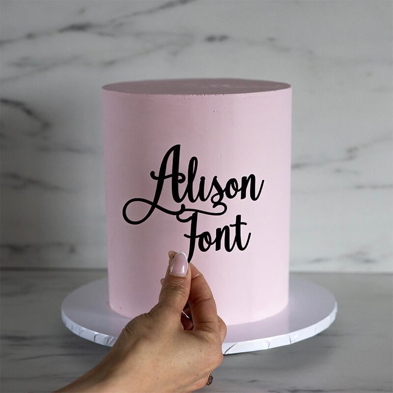 Alison Font Custom Cake Topper or Cake Motif Premium 3mm Acrylic or Birch Wood