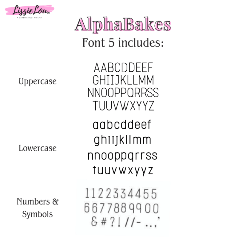 Alphabakes Font 5 Stamp Tiles (Bar Not Included)