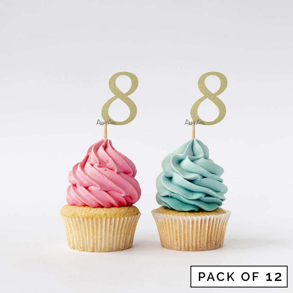Number 8 Cupcake Toppers Pack of 12