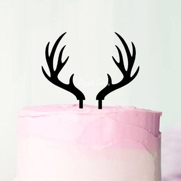 Antlers Cake Topper Premium 3mm Acrylic or Birch Wood Made in the UK