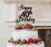 Happy 40th Birthday Pretty Cake Topper Glitter Card Black