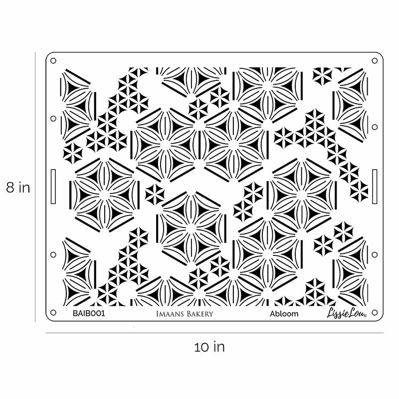 Abloom Cake Stencil Full Size Design Black and White