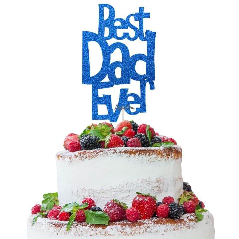 Best Dad Ever Fun Style Father's Day Cake Topper Glitter Card