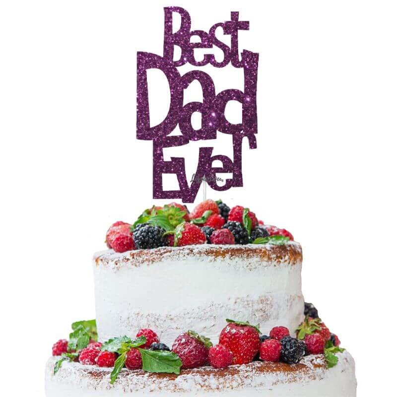 Best Dad Ever Fun Style Father's Day Cake Topper Glitter Card