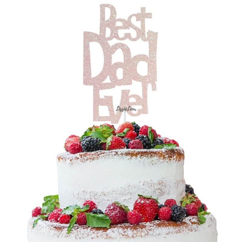 Best Dad Ever Fun Style Father's Day Cake Topper Glitter Card