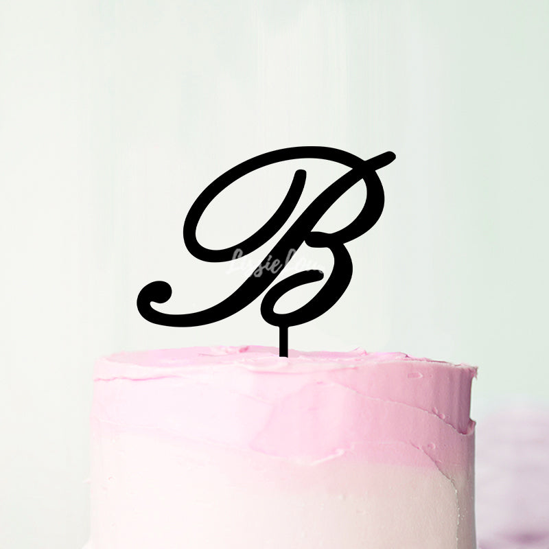 Wedding Initial Letter B Style Cake Acrylic Topper