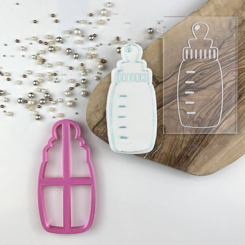 Baby Bottle Baby Shower Cookie Cutter and Embosser