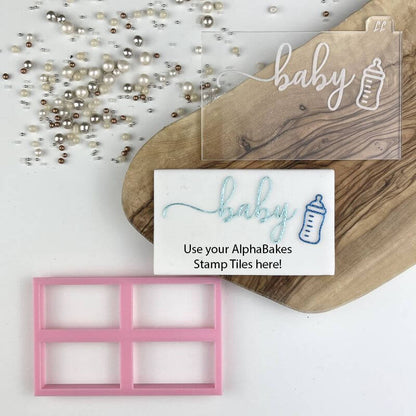 Baby in Verity Font AlphaBakes Cookie Cutter and Embosser