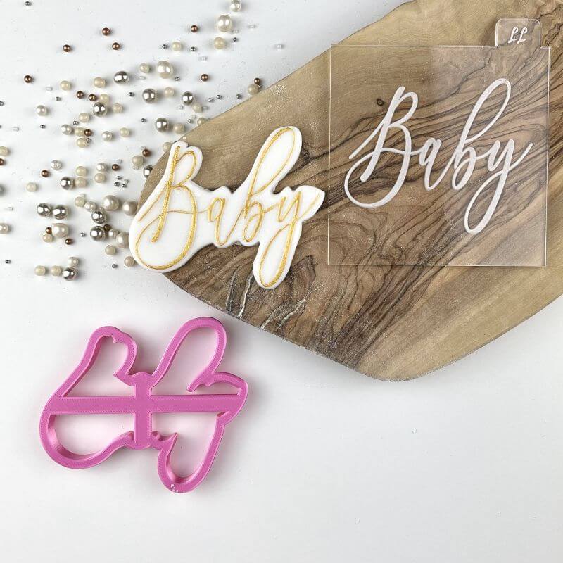 Baby in Florence Font Baby Shower Cookie Cutter and Embosser