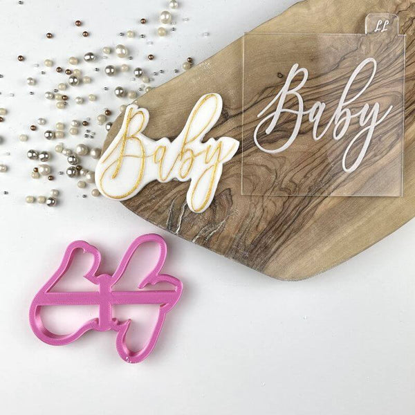 Baby in Florence Font Baby Shower Cookie Cutter and Embosser
