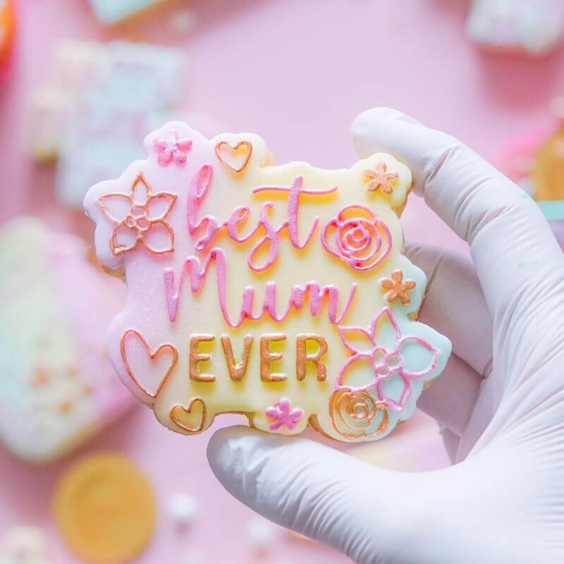 Best Mum Ever with Flowers Style 2 Mother's Day Cookie Cutter and Embosser