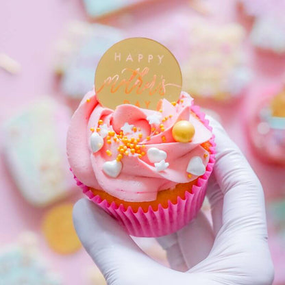 Happy Mother's Day Style 3 Circle Cupcake Discs Box Tags Pack of 4- Premium 3mm Acrylic