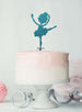 Ballerina Dancing Birthday Cake Topper Glitter Card Light Blue