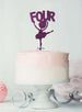 Ballerina Four 4th Birthday Cake Topper Glitter Card Dark Purple
