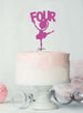 Ballerina Four 4th Birthday Cake Topper Glitter Card Hot Pink
