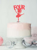 Ballerina Four 4th Birthday Cake Topper Glitter Card Light Pink