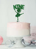 Ballerina Nine 9th Birthday Cake Topper Glitter Card Green