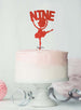 Ballerina Nine 9th Birthday Cake Topper Glitter Card Red