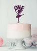 Ballerina One 1st Birthday Cake Topper Glitter Card Dark Purple
