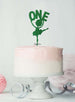 Ballerina One 1st Birthday Cake Topper Glitter Card Green
