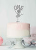 Ballerina One 1st Birthday Cake Topper Glitter Card Silver