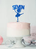 Ballerina Seven 7th Birthday Cake Topper Glitter Card Dark Blue