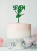 Ballerina Seven 7th Birthday Cake Topper Glitter Card Green