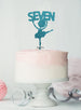 Ballerina Seven 7th Birthday Cake Topper Glitter Card Light Blue