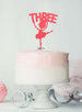 Ballerina Three 3rd Birthday Cake Topper Glitter Card Light Pink