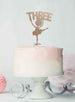 Ballerina Three 3rd Birthday Cake Topper Glitter Card Rose Gold