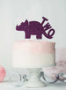 Dinosaur Two 2nd Birthday Cake Topper Glitter Card Dark Purple