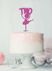Ballerina Two 2nd Birthday Cake Topper Glitter Card Hot Pink