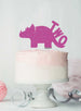 Dinosaur Two 2nd Birthday Cake Topper Glitter Card Hot Pink