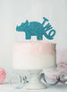 Dinosaur Two 2nd Birthday Cake Topper Glitter Card Light Blue