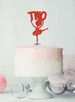 Ballerina Two 2nd Birthday Cake Topper Glitter Card Red