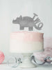 Dinosaur Two 2nd Birthday Cake Topper Glitter Card Silver