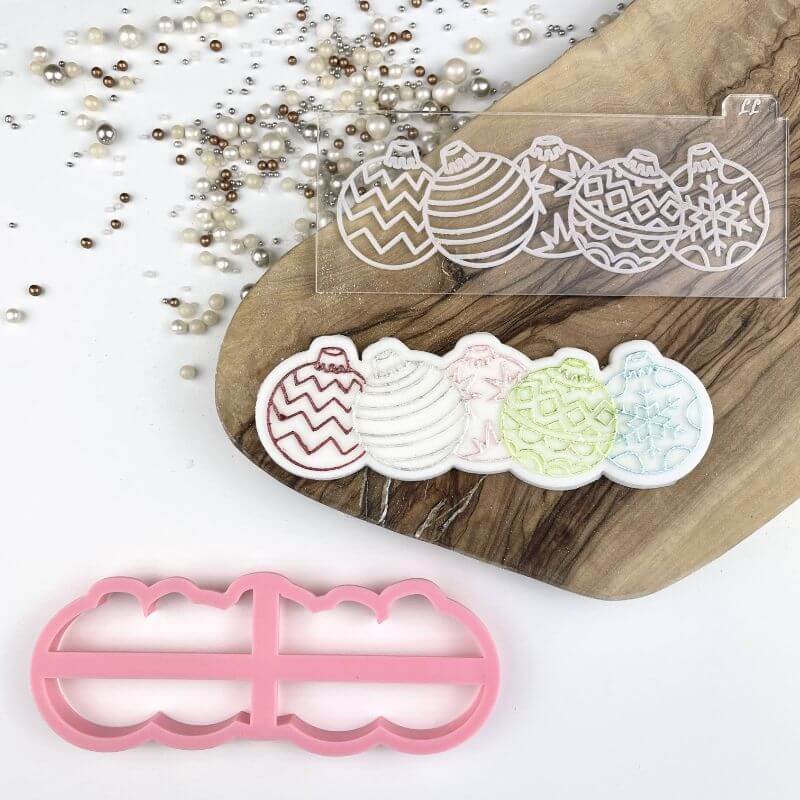 Baubles Christmas Cookie Cutter and Embosser by Frosted Cakes by Em