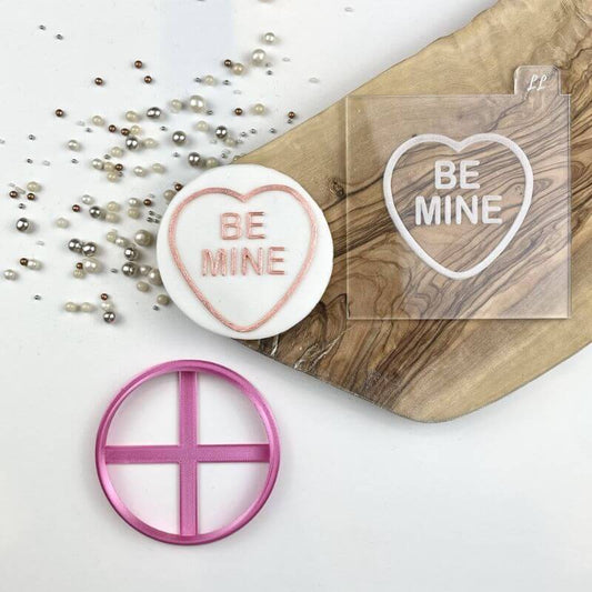 Be Mine Love Heart Valentine's Cookie Cutter and Embosser