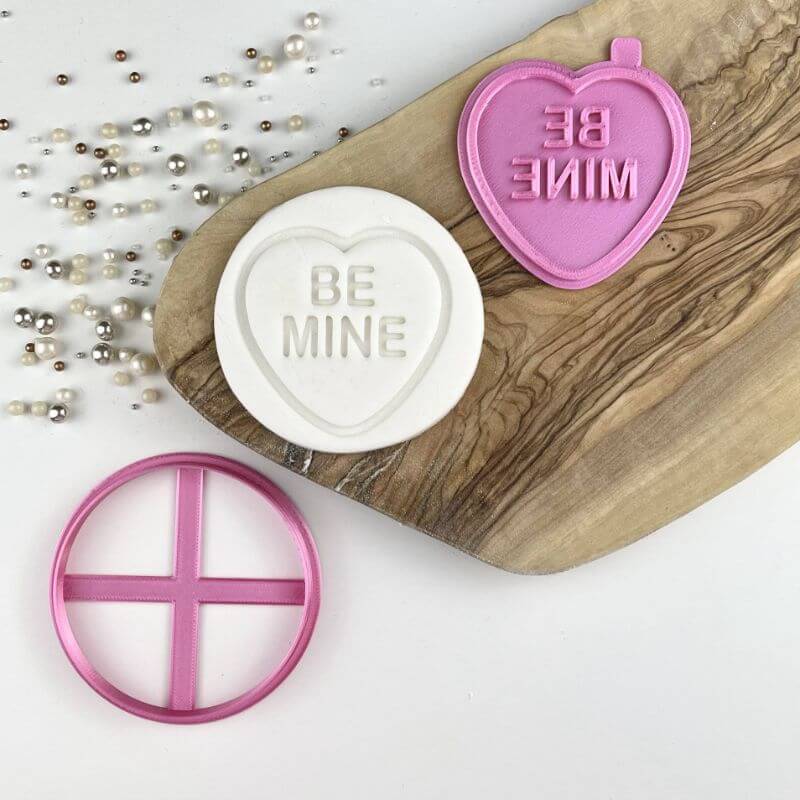 Be Mine Love Heart Valentine's Cookie Cutter and Stamp