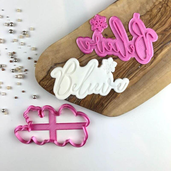 Believe Christmas Cookie Cutter and Stamp