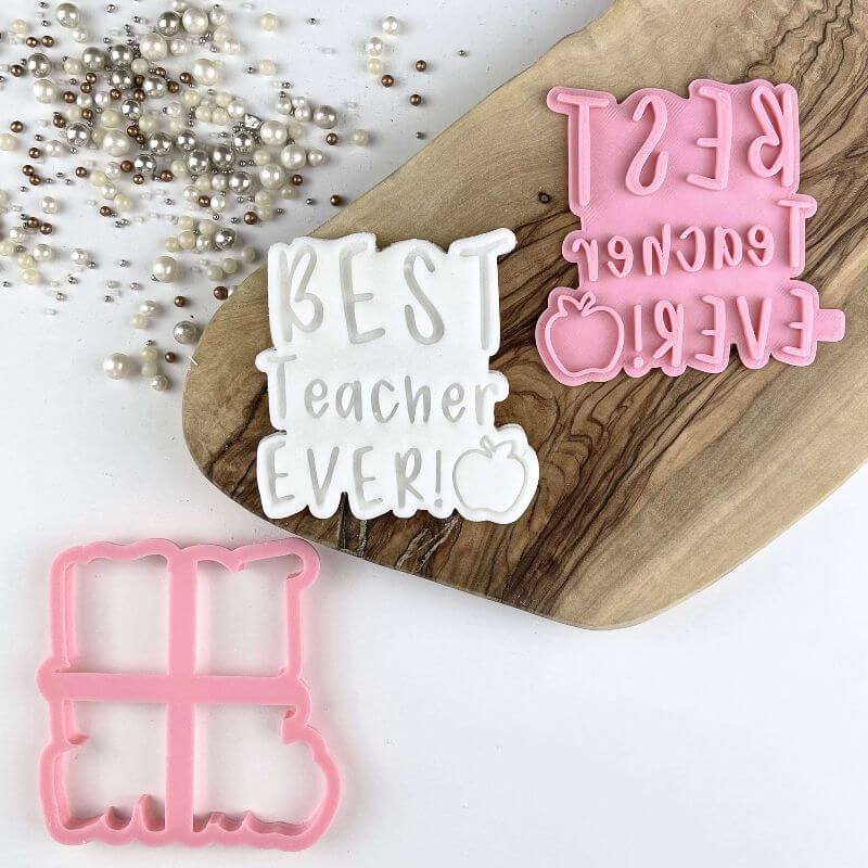 Best Teacher Ever Teacher Cookie Cutter and Stamp