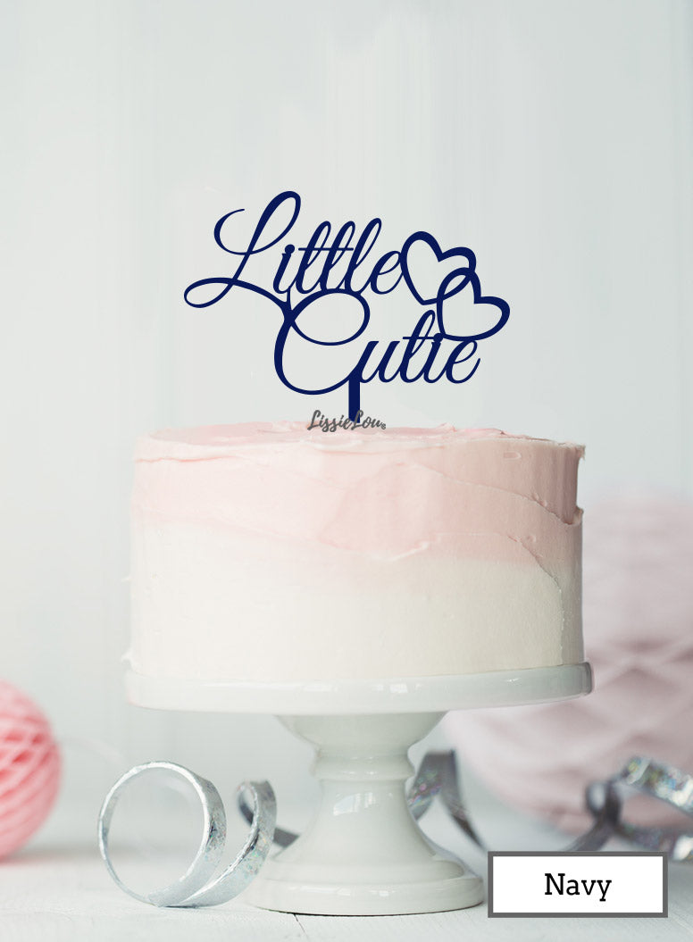 Little Cutie Baby Shower Cake Topper Premium 3mm Acrylic Navy