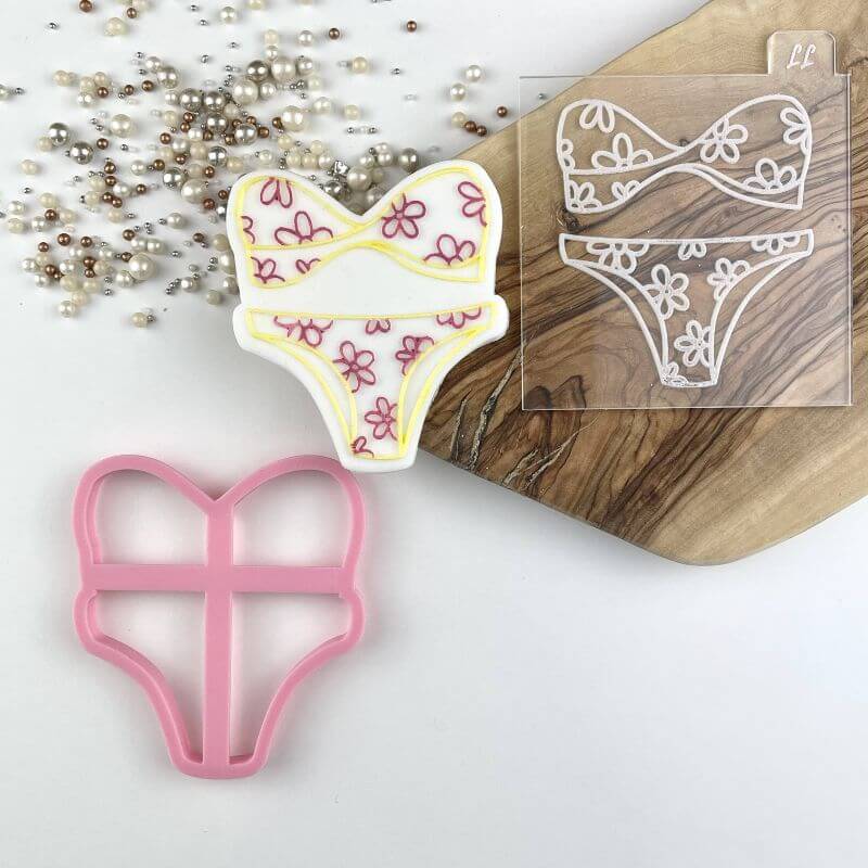 Bikini with Flowers Summer Cookie Cutter and Embosser