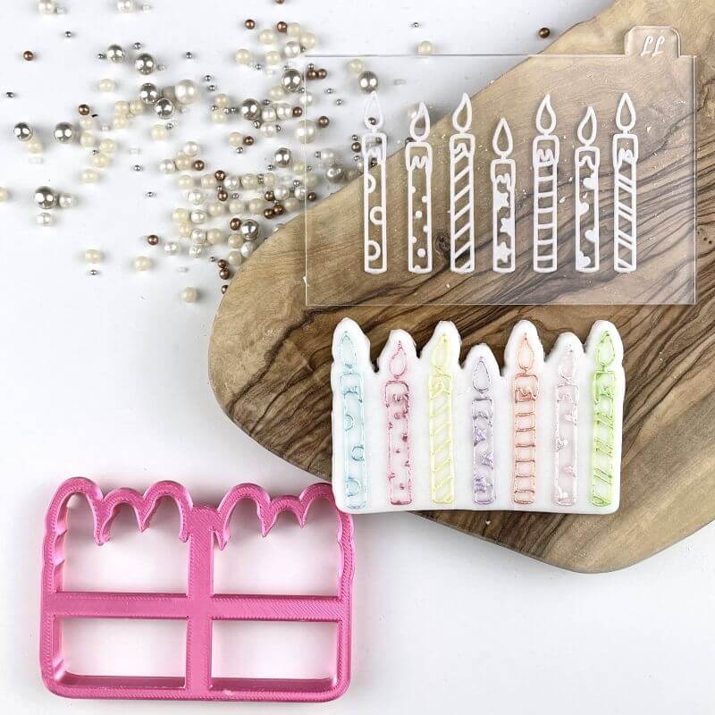 Swirls and Curls Birthday Candles Cookie Cutter and Embosser
