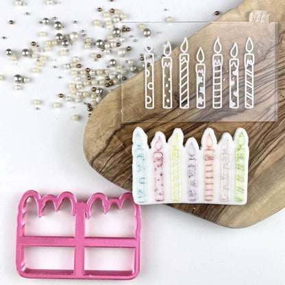 Swirls and Curls Birthday Candles Cookie Cutter and Embosser