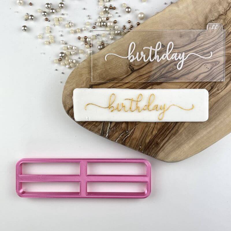 Birthday in Verity Font Cookie Cutter and Embosser