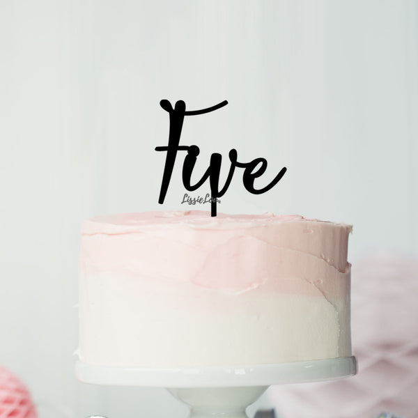 Number Five Birthday Cake Topper Eden Font Style in Premium 3mm Acrylic or Birch Wood