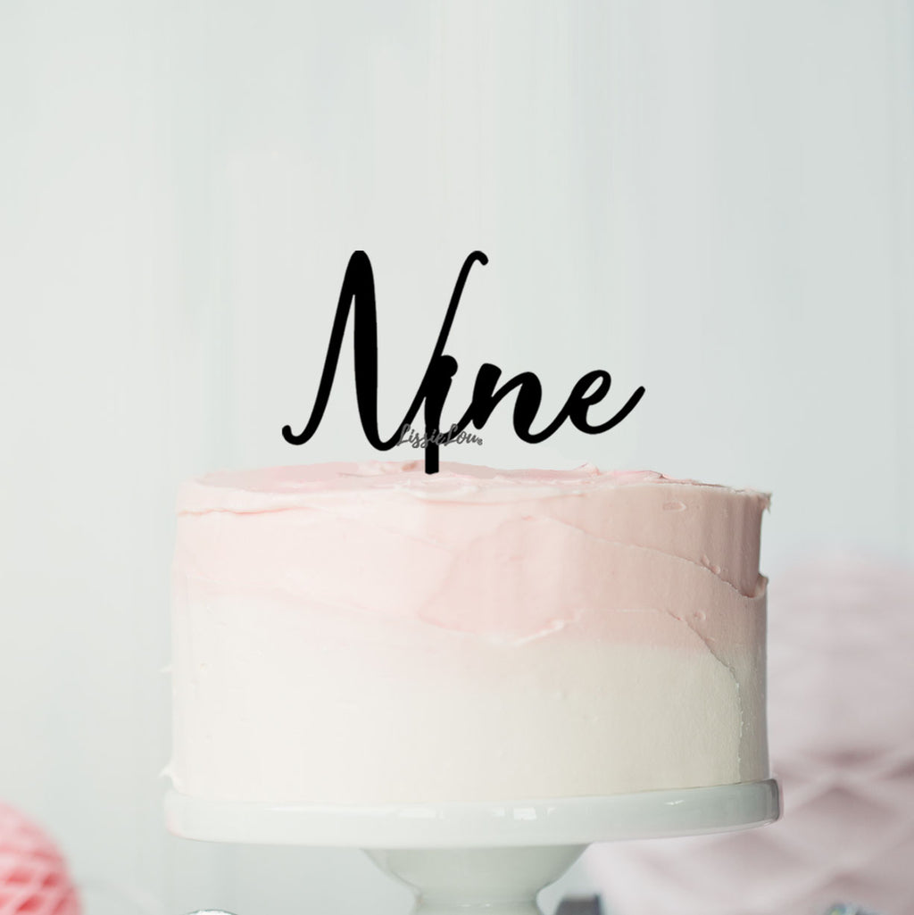 Number Nine Birthday Cake Topper Eden Font Style in Premium 3mm Acrylic or Birch Wood