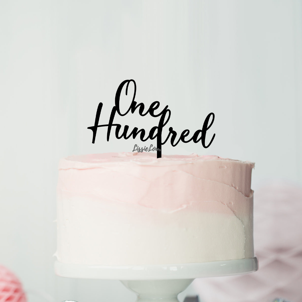 Number One hundred Birthday Cake Topper Eden Font Style in Premium 3mm Acrylic or Birch Wood